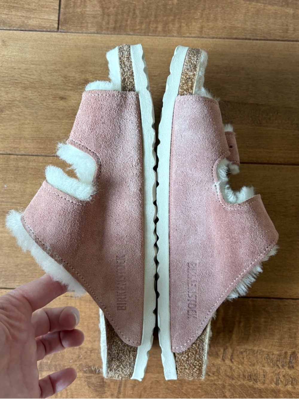 BIRKENSTOCK ARIZONA SUEDE SHEARLING SANDALS pink size 39/ US women’s size 8-8.5 - Picture 5 of 10